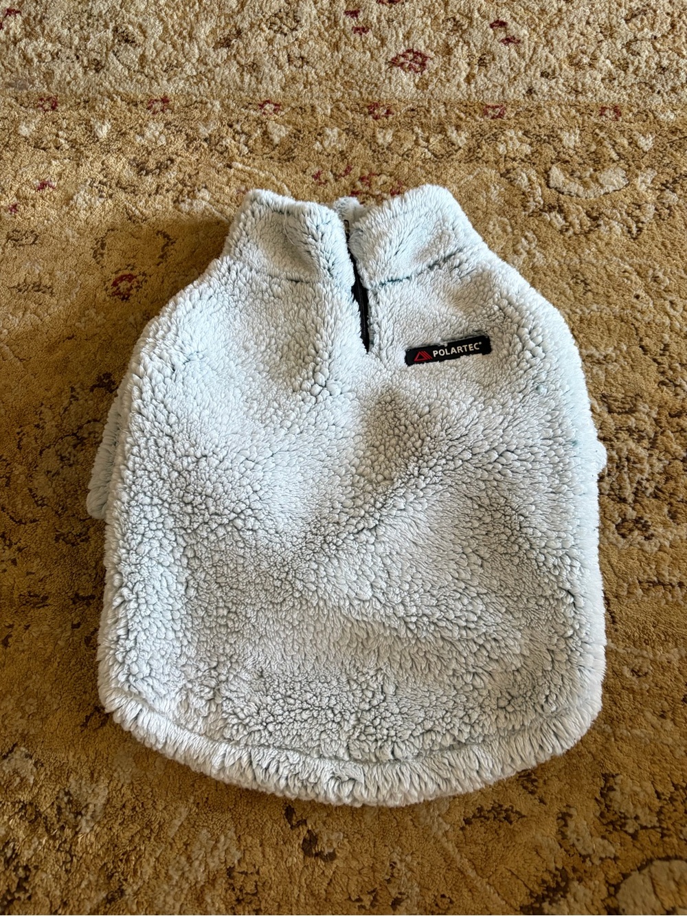 Polartec Dog Sherpa Pullover Jacket vest small Light Gray w/ blue undertones